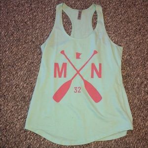 Aqua and Coral MN Paddle Racer Back Tank Top